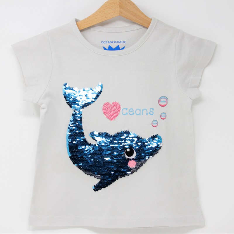 Camiseta Infantil Lentejuelas Delfín